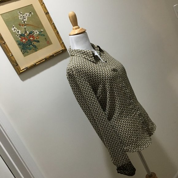 Zara Tan Yellow Black Flower Print Blouse - Picture 3 of 8